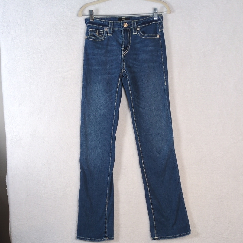 True Religion Billie‎ Mid Rise Straight Leg Jeans Waist 25 Tall